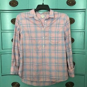 J. Crew Plaid Half-button dress shirt